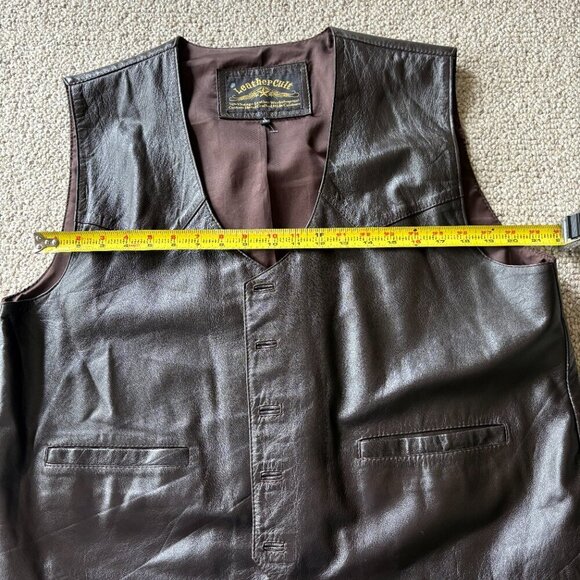 Leather Cult Custom Hand Crafted Hide Couture Brown Leather Vest – XL - Picture 9 of 10
